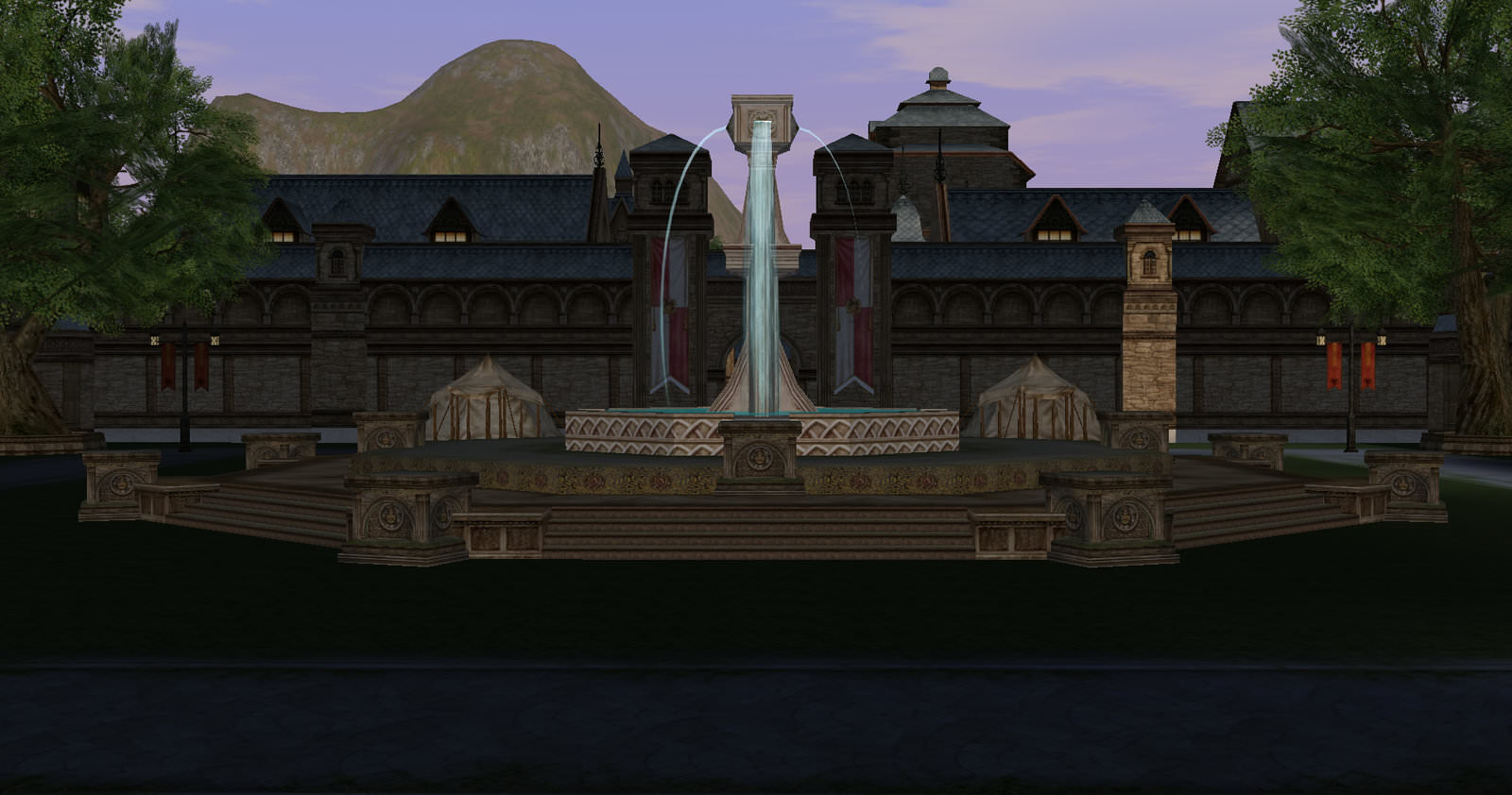 Центральная площадь Giran-а с фонтаном