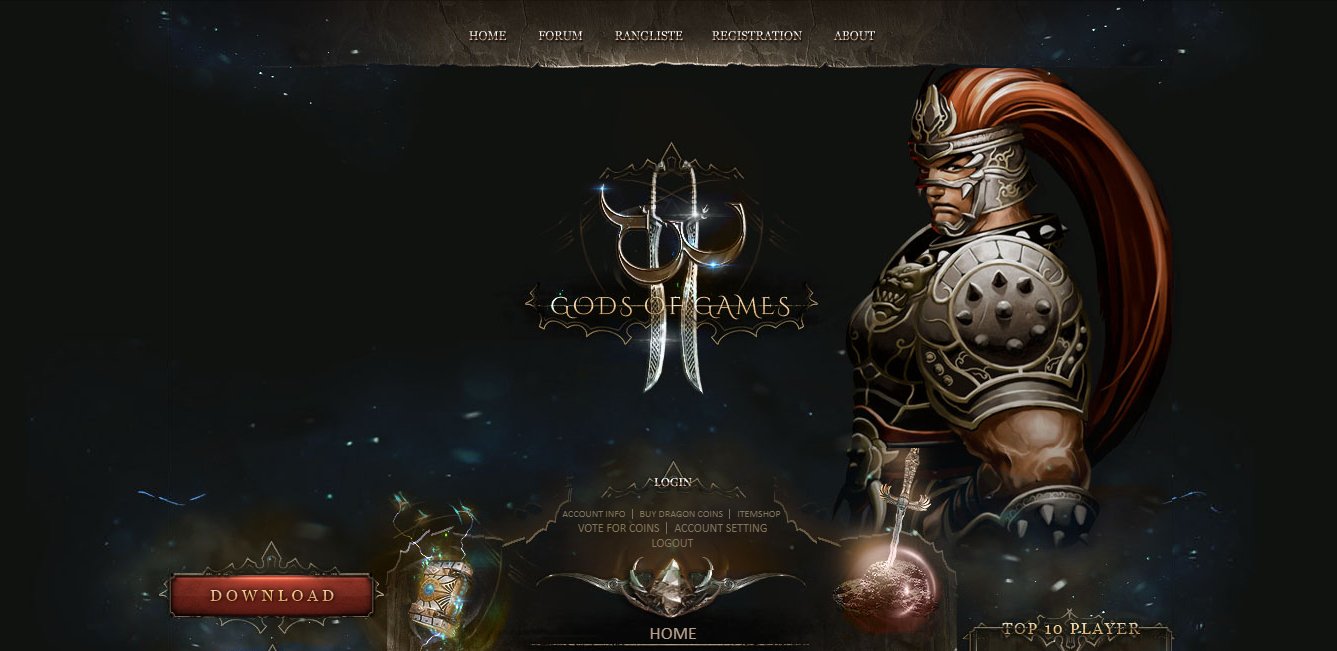 PSD + HTML Gods of Games
